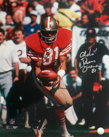 Russ Francis Signed 49ers Red Jersey Action 16x20 Photo w/Aloha - (SCHWARTZ COA)