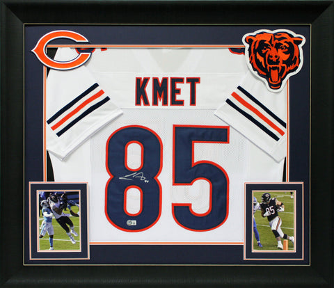 Cole Kmet Authentic Signed White Pro Style Framed Jersey Autographed BAS Witness