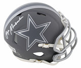 Cowboys Roger Staubach Signed Slate Speed Mini Helmet W/ Case BAS Witnessed