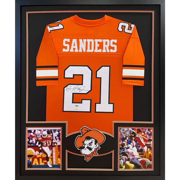 Barry Sanders Autographed Signed Framed Oklahoma State Jersey JSA
