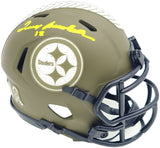 TERRY BRADSHAW AUTOGRAPHED STEELERS SALUTE TO SERVICE MINI HELMET BECKETT 230084