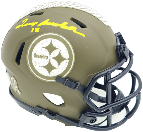 TERRY BRADSHAW AUTOGRAPHED STEELERS SALUTE TO SERVICE MINI HELMET BECKETT 230084