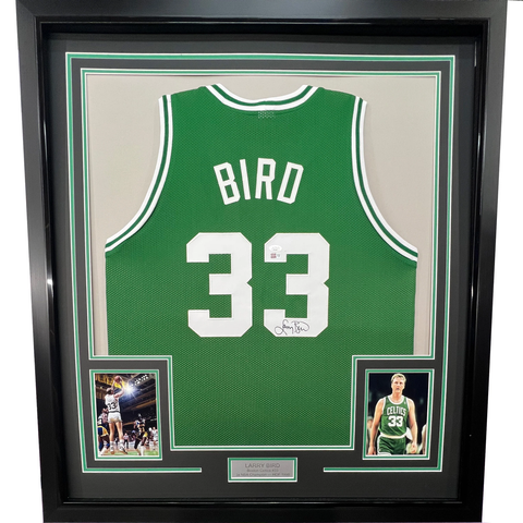 Larry Bird Signed Framed 16x20 Boston Celtics w/ Red Auerbach Photo PSA Itp