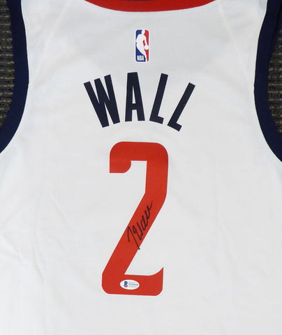 WIZARDS JOHN WALL AUTOGRAPHED WHITE NIKE SWINGMAN JERSEY DC LOGO BECKETT 182246