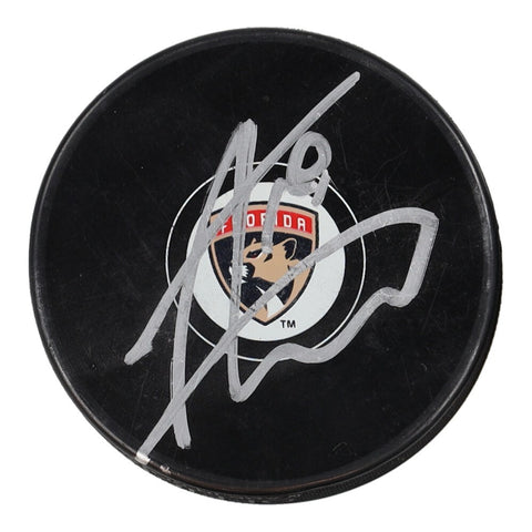 Aleksander Barkov Signed Florida Panthers Logo Puck (JSA COA) 2xAll Star Center