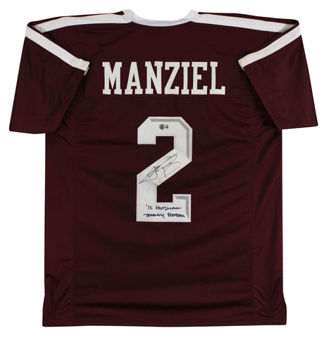 Texas A&M Johnny Manziel "2x Insc" Signed Maroon Pro Style Jersey BAS #2W560221