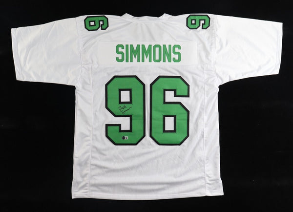 Clyde Simmons Signed Philadelphia Eagles White Jersey (Beckett) Philly D-Line
