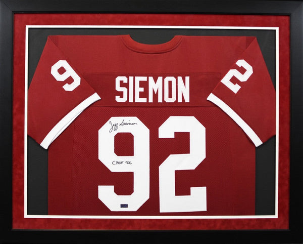 JEFF SIEMON AUTOGRAPHED STANFORD CARDINAL #92 FRAMED JERSEY W/ CHOF 06