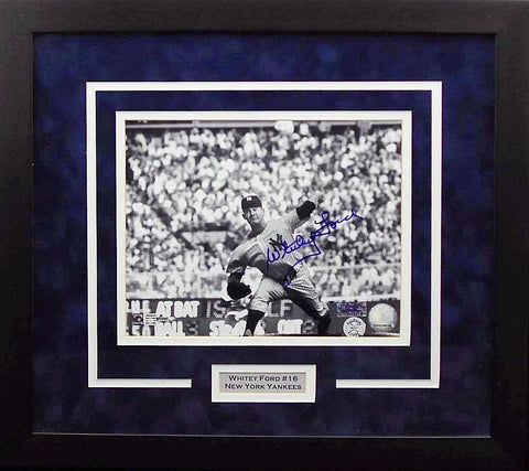 WHITEY FORD AUTOGRAPHED NEW YORK YANKEES 8x10 FRAMED PHOTO COA