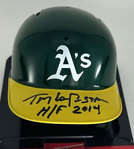 Athletics TONY LARUSSA Signed Rawlings Baseball Mini Helmet AUTO W/ HOF - BAS
