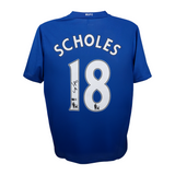 Paul Scholes Signed Manchester Utd Soccer Jersey #18 with Beckett Witness