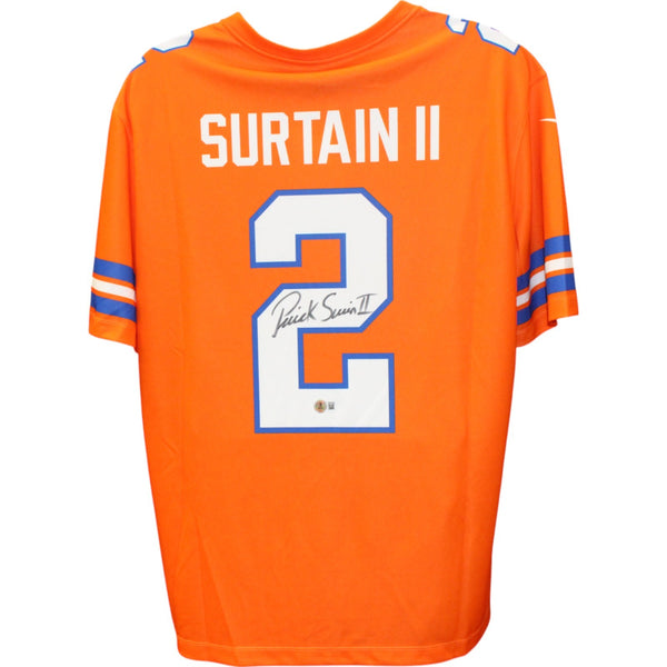 Patrick Surtain Autographed Denver Broncos Nike Orange XL Jersey Beckett 50762