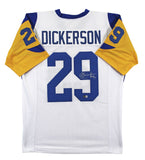 Eric Dickerson "HOF 99" Signed White Pro Style Jersey Sig on #9 BAS Witnessed
