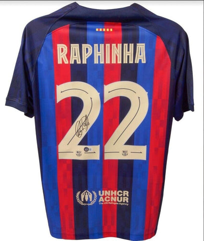 Raphinha Signed Barcelona F C Nike Style Home Jersey (Beckett COA) Winger