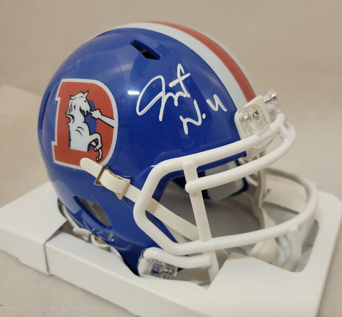 JAVONTE WILLIAMS SIGNED DENVER BRONCOS THROWBACK SPEED MINI HELMET BECKETT QR