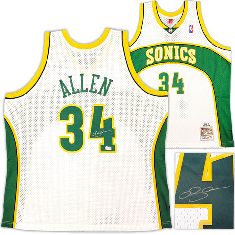 SONICS RAY ALLEN AUTOGRAPHED AUTHENTIC M&N SWINGMAN JERSEY XXL BECKETT 221296