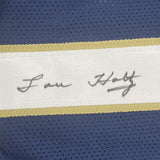 Autographed/Signed LOU HOLTZ Notre Dame Blue College Football Jersey JSA COA