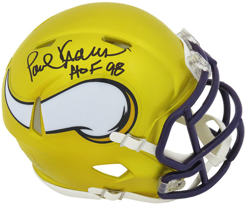 Paul Krause Signed Vikings FLASH Riddell Speed Mini Helmet w/HOF'98 - (SS COA)