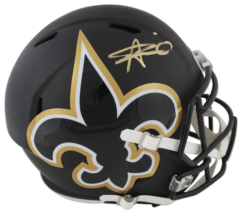 Saints Alvin Kamara Authentic Signed AMP Full Size Speed Rep Helmet BAS Witness