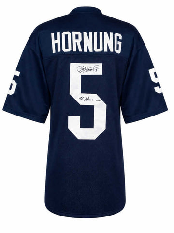 Paul Hornung Signed Navy T/B Custom Football Jersey w/56 Heisman -(SCHWARTZ COA)