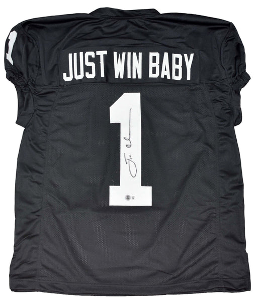 JON GRUDEN SIGNED LAS VEGAS RAIDERS #1 BLACK JUST WIN BABY JERSEY BECKETT
