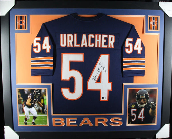 BRIAN URLACHER (Bears HOF navy SKYLINE) Signed Autographed Framed Jersey Beckett