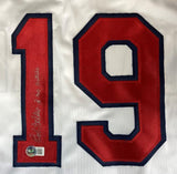 Bob Feller Cleveland Signed White Baseball Jersey 3 No Hitter BAS