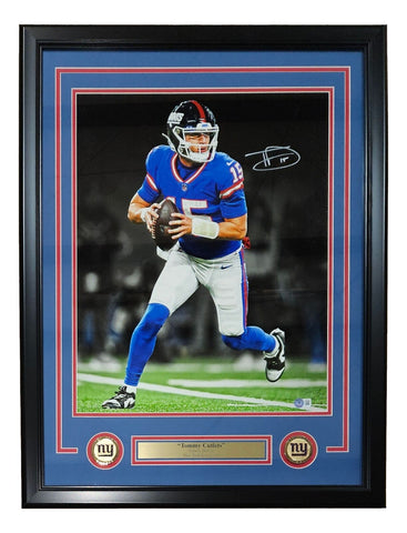 Tommy Devito Signed Framed 16x20 New York Giants Alternate Jersey Photo BAS ITP