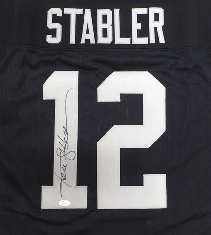 Oakland Raiders Ken Stabler Autographed Black Jersey Beckett BAS QR #W490327