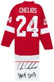 Chris Chelios (RED WINGS) Signed Red Custom Jersey w/HOF 2013 - (SCHWARTZ COA)