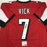Autographed/Signed MICHAEL MIKE VICK Atlanta Red Football Jersey PSA/DNA COA
