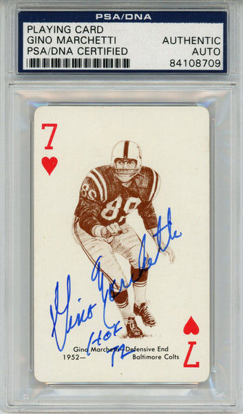 Gino Marchetti Autographed 1963 Stancraft 7 of Hearts HOF PSA Slab 43575