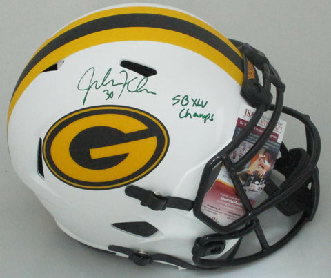 Packers JOHN KUHN Signed Full Size LUNAR Replica Helmet AUTO w/SB XLV Champs JSA