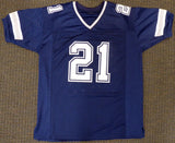 DALLAS COWBOYS EZEKIEL ELLIOTT AUTOGRAPHED BLUE JERSEY BECKETT BAS STOCK #145328