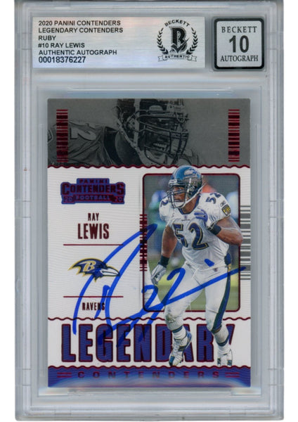 Ray Lewis Autographed 20 Contenders Legendary #LC-RLE Trading Card Beckett 53023