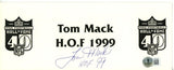 Tom Mack Autographed Los Angeles Rams NFL Hall of Fame Place Card Beckett 56224