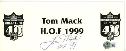 Tom Mack Autographed Los Angeles Rams NFL Hall of Fame Place Card Beckett 56224