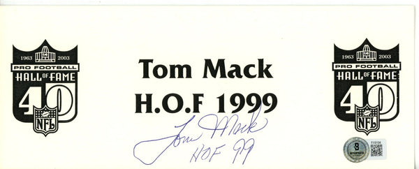 Tom Mack Autographed Los Angeles Rams NFL Hall of Fame Place Card Beckett 56224