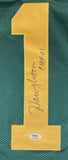 Warren Moon Edmonton Signed Green Football Jersey CHOF 01 Inscribed PSA ITP