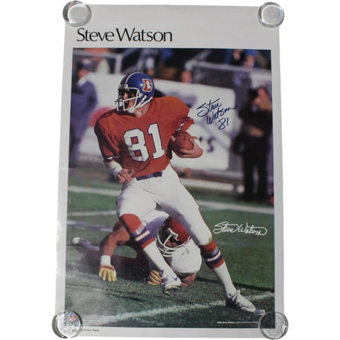 Steve Watson Autographed Denver Broncos 23x35" Used SI Poster Beckett 55440