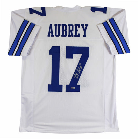 Brandon Aubrey Authentic Signed White Pro Style Jersey BAS Witnessed 2