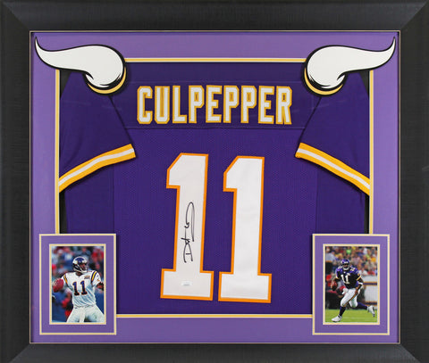 Daunte Culpepper Authentic Signed Purple Pro Style Framed Jersey JSA Witness