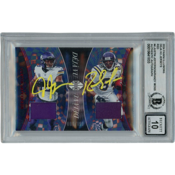 Randy Moss Justin Jefferson Signed 2024 Illusion /199 Trading Card Beckett 53702
