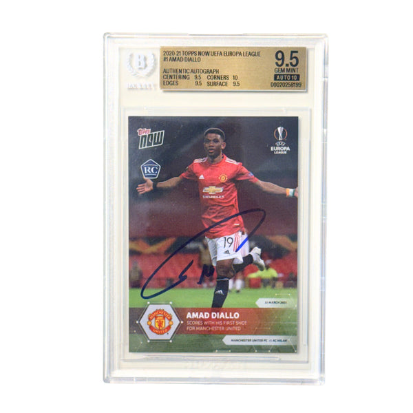 Amad Diallo Signed 2020-21 Topps Now Europa League Rookie Card - BGS 9.5 AUTO 10