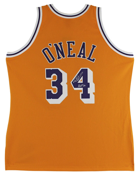 Shaquille O'Neal "HOF 16" Signed Yellow M&N 1996-97 HWC Authentic Jersey BAS Wit
