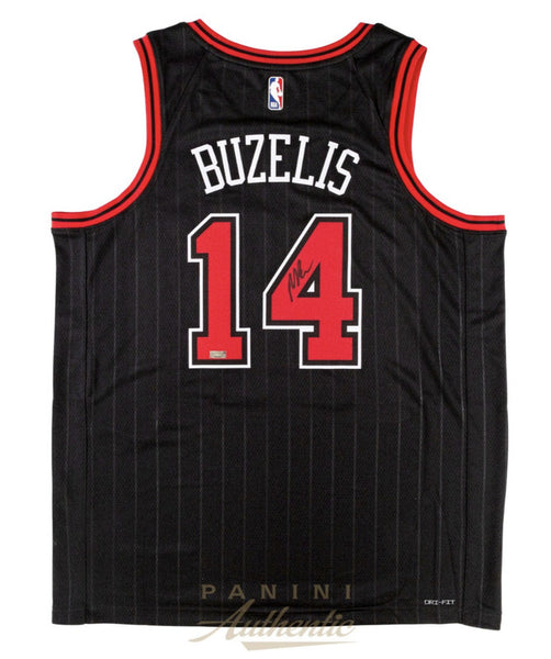 Matas Buzelis Autographed Chicago Bulls Black Statement Edition Jersey Panini