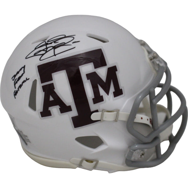 Johnny Manziel Autographed Texas A&M Aggies White Mini Insc. BAS 46474