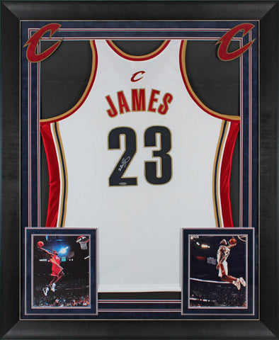 Cavaliers LeBron James Authentic Signed White Framed Jersey UDA #BAJ47518