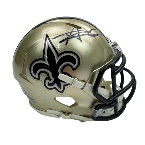 Autographed/Signed Alvin Kamara Saints Mini Helmet Beckett BAS COA