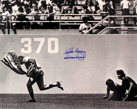 Rick Monday Signed Cubs B&W Flag On Field 16x20 Photo w/God Bless America SS COA